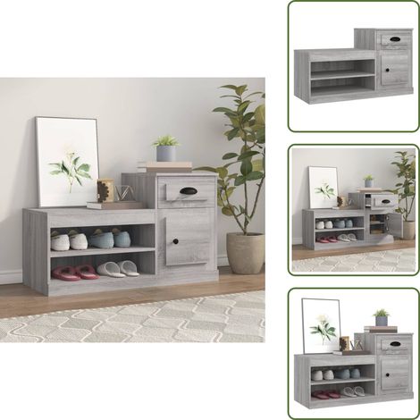 Schuhschrank Grau Sonoma 100x42x60 cm Holzwerkstoff - Schuhschrank - Holzwerkstoff - Grau - Garderobe - Aufbewahrung