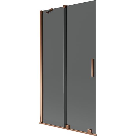 Mexen Velar mampara de ducha corredera de 2 paneles 100 x 150 cm, grafito, oro rosa - 896-100-000-41-60 (1/2)