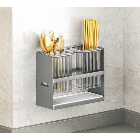 Porte-baguette mural en acier au carbone, support pratique pour couteaux et couverts, gris, petite taille, 221615cm (1/4)