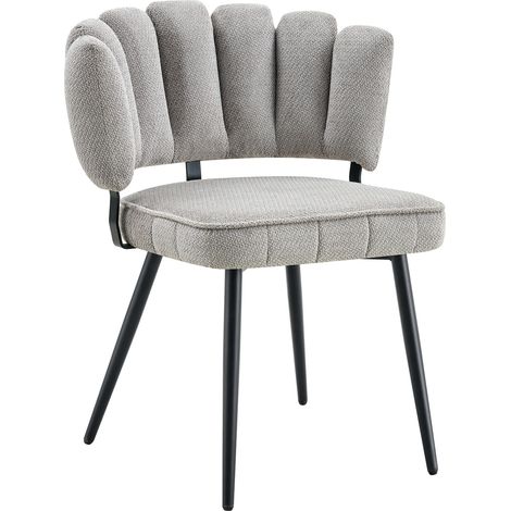Table ronde et 2 chaises de salle à manger 60 cm, plateau MDF, chaises gris clair en tissu texturé, pieds métal noir, style moderne pour petit espace CHICFURN (1/5)