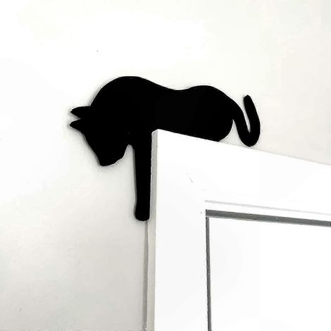 Déco de porte festive à thème chat pour embellir votre maison pendant les fêtes, accessoire de Noël original, ornement suspendu félin pour décorations saisonnières. (1/3)