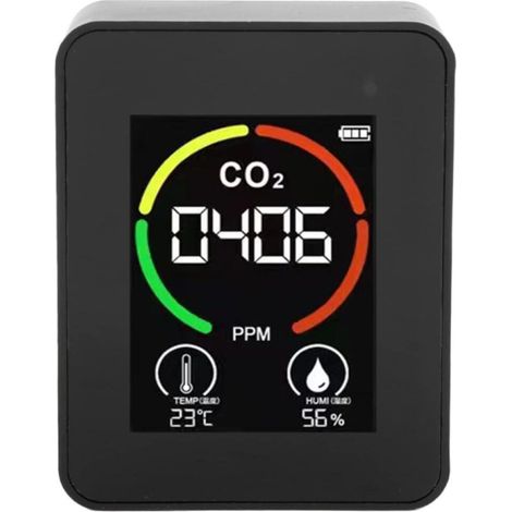 Détecteur De CO2, Moniteur De Qualité De L'air Intérieur, Compteur De CO2, Détecteur De Dioxyde De Carbone Portable, Thermomètre Et Hygromètre à Chargement USB pour la Maison, L'école, Le Bureau