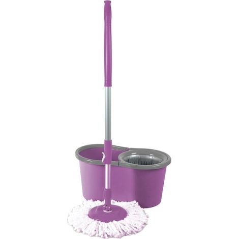 Seau de nettoyage avec balai microfibre rotatif à 360°, Ecoline, 16 L, violet (1/4)