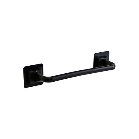 Porte-serviettes en plastique simple, porte-serviettes à poinçon gratuit, support de rangement, porte-serviettes(court-noir) (1/5)