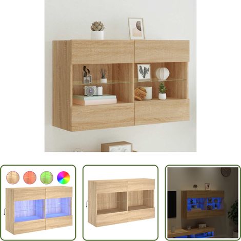 LED-Leuchten - TV-Wandschrank mit LED-Leuchten Sonoma-Eiche 98,5x30x60,5 cm (1/5)