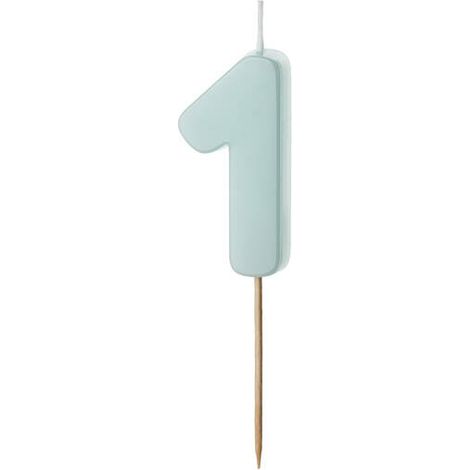 Geburtstagskerze Zahl 1, hellblau, 5,5cm (1/3)