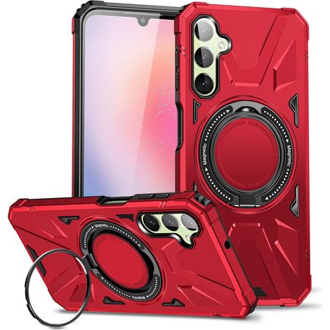 Custodia MagSafe per Samsung Galaxy A54 5G, rinforzata con supporto e piastra di fissaggio, rossa (1/5)