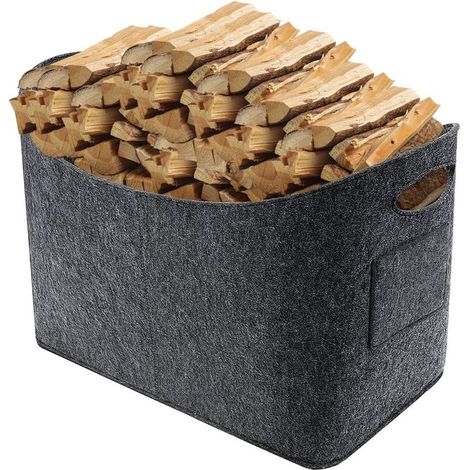 53x30x40cm Panier à Bûches en Feutre Pliable Grand Sac de Rangement Corbeille 60L Porte-journal pour Bois, Jouets, Journaux, Faire du Shopping (1/5)