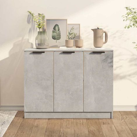 Buffet - Armoire de rangement Enfilade Gris béton 90,5x30x70 cm Bois d'ingénierie BV153513 - BonneVie (1/5)