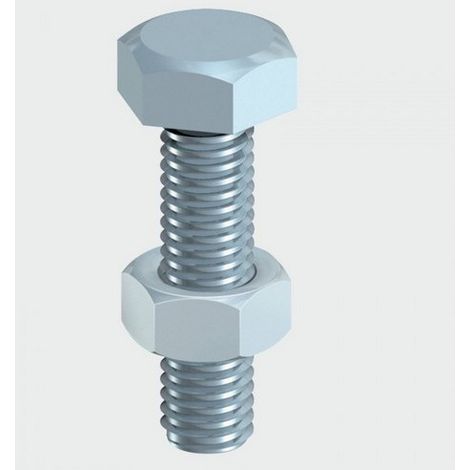 TIMCO Set Screws DIN933 Grade 8.8 & Hex Nut DIN934 Silver - M10 x 40 (1/2)
