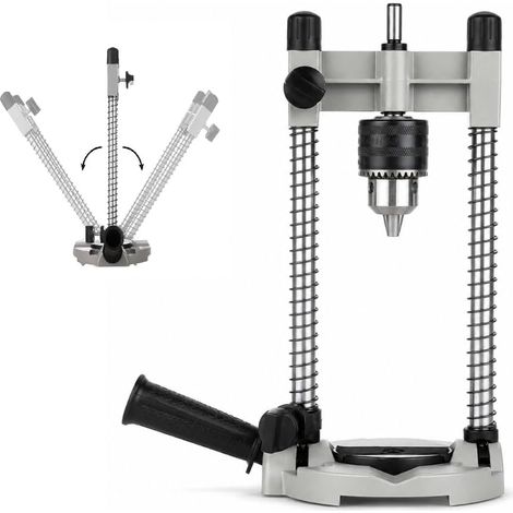 Support de Forage avec Mandrin 13mm, Attachement de Guide de Perçage Mobile Multi-angle pour perceuse électrique 1/2" et 3/8" (1/5)