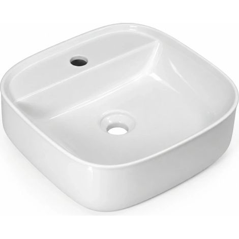 Lavabo da appoggio in ceramica bianca con foro rubinetteria modello aura 40 41x41x14 cm BARBOTTINA