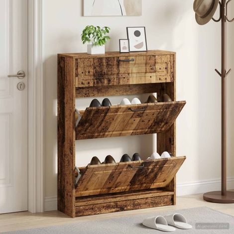 vidaXL Shoe Cabinet UTRECHT 78 x 24 x 100 cm Engineered Wood Old Wood (1/5)