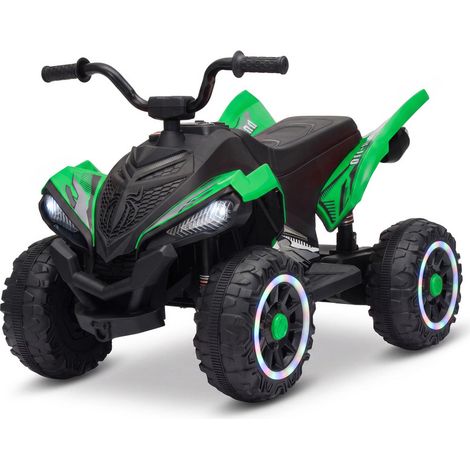LUNSY Kids Electric Ride On Car 12V ATV Quad Bike, 25W Dual Drive, 2 Seater, Light Up Wheels, Music, Horn, Forward and Reverse for 3-6 Year Old, Green (1/5)
