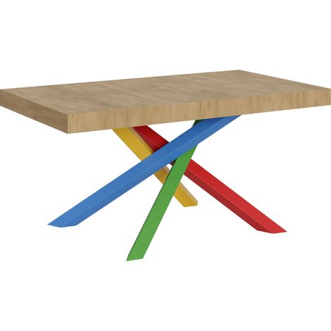 Tavolo allungabile 160/264x90 cm Volantis quercia natura gambe multicolore 4/B (1/5)