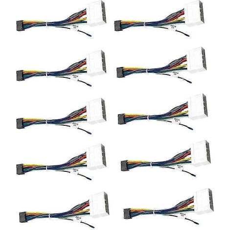 Ensemble exquis de 10 adaptateurs de faisceau de câblage autoradio 16 broches, compatible avec les bougies d'allumage, les fiches du cordon d'alimentation et le faisceau de câblage de l'unité principa (1/5)