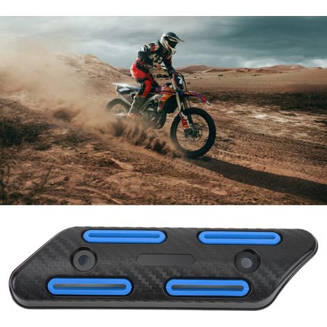 Hitzeschutzblech für Motorradauspuff 27–51 mm, universell, Carbonfaser-Textur, hitzebeständig, blau (1/5)