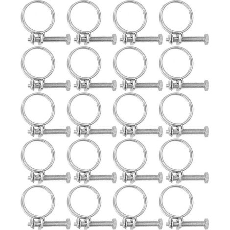 Colliers de serrage à double fil en acier inoxydable 201, anticorrosion, réglables, 19-22 mm