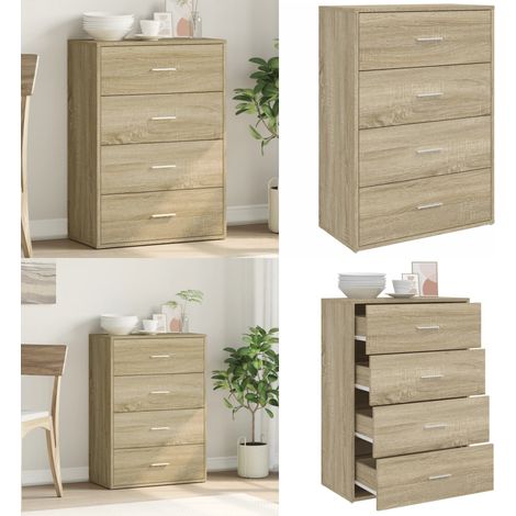 Sideboard Sonoma-Eiche 60x31x84 cm Holzwerkstoff - Wohnzimmer Schrank - Holz Schrank (1/5)
