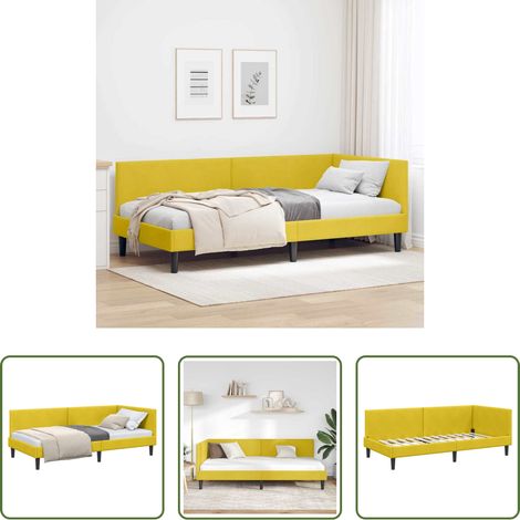 Canapé - Cadre de lit d'angle Jaune 90 cm x 190 cm Velours (1/5)