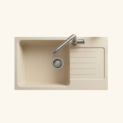 Évier granit beige Luisina DOLCE 1 grand bac 1 petit égouttoir (1/5)