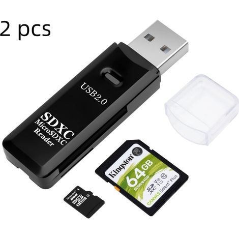 Dual-Slot USB 2.0 SD/TF-Kartenleser, OTG-Adapter für Micro-SD-, SDHC- und SDXC-Speicherkarten – 480 Mbit/s