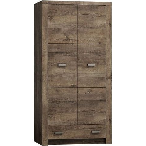 Armoire Serfeno 100, Chêne sombre, 192x96x58cm, Portes d'armoire: Avec des charnières, Nombre d'étagères: 0 (1/3)