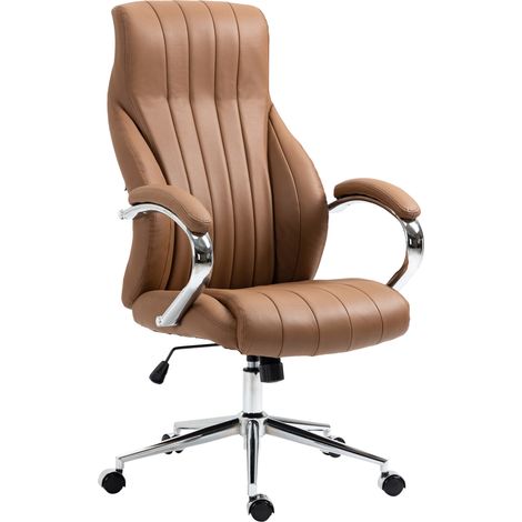 Fauteuil de bureau Wigan en vèritable cuir ajustable et pivotant Marron clair (1/5)