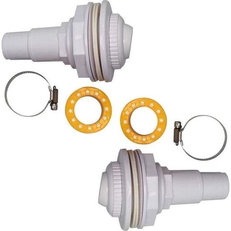 2 kit di getti di controlavaggio - Completi di raccordi, gruppo occhiello, morsetti, rondelle e nastro filettato in PTFE - Per piscine FibroPool e fuori terra (1/4)