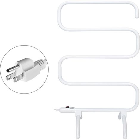 Sèche-serviettes électrique chauffant constant en forme de S, support mural au sol, prise américaine 110V, cintre chauffant pour salle de bain, plancher chauffant. (1/5)