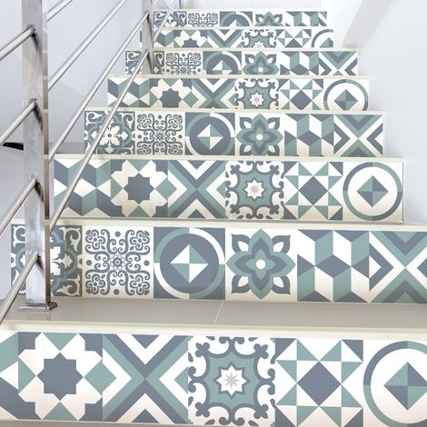 Stickers adhésifs escalier carrelages contremarche - IVIAH - 2 bandes de 12.5x87.5cm (1/5)