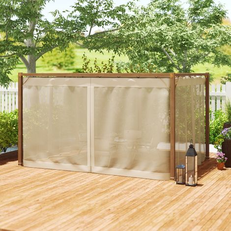 Pérgola de Jardín 4x3 m con Techo Retráctil Mosquiteras Laterales de Malla y Marco de Aluminio para Terraza Natural