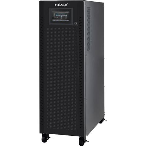 Phasak 3-Phasen-Online-USV, Modell PH 9273 10000 VA, ideal für IT, Industrie und Rechenzentren, mit Doppelwandler, 3P/1P-Ausgang, Touchscreen, EPO und SNMP.