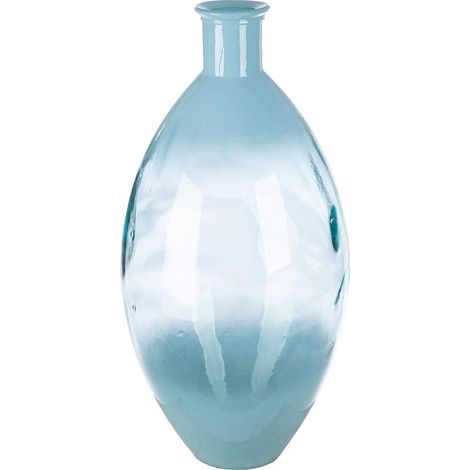 Vase en Verre bombé - Hauteur : 59 cm - Diamètre : 29 cm - Bleu (1/3)