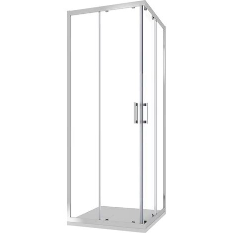 Cabine de douche coulissante 70x90 cm Profilés aluminium chromé Verre transparent 6mm avec traitement anti-calcaire h198 - Réversible Mod. Tahiti