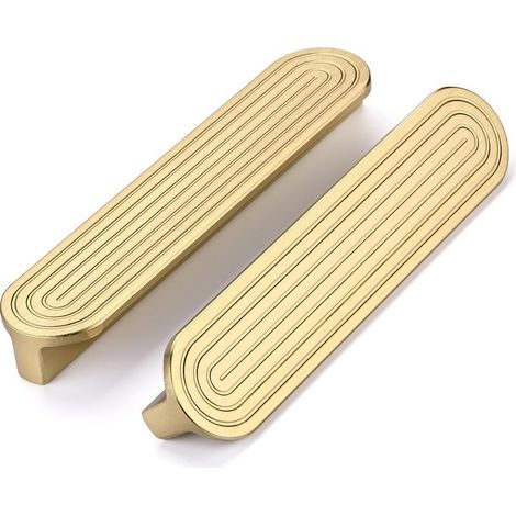2Pièces Poignee de Meuble Cuisine Laiton brossé 128mm Alliage de aluminium Or Poignées Meubles, poignée de porte meuble laiton (1/4)