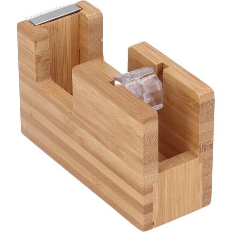Tienda7，Dispensador de cinta，Mini dispensador de cinta de madera，Compacto y portátil，Apto para cinta transparente y decorativa (1/5)