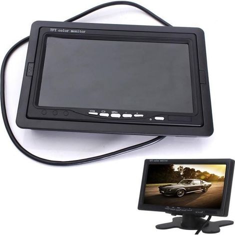 Trade Shop - Monitor Lcd 7'' Pollici 2 Ingressi Video Tft Poggiatesta Auto Retromarcia Staffa - (1/5)