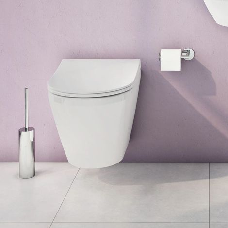 VitrA Integra Round Rimless Short Projection Wall Hung Toilet (inc Slim Seat) (1/5)