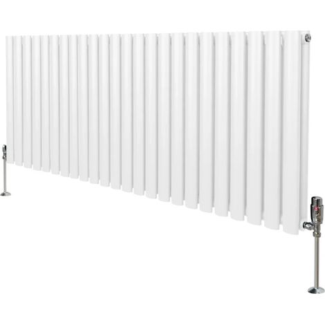 Oval Column Radiator & Valves - 600mm x 1440mm – White