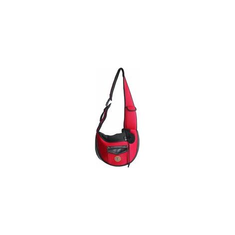 Sac à dos de voyage à bandoulière pour animaux, respirant, gris/rouge – (1/5)