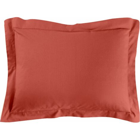Taie d'oreiller 50 x 70 cm uni 57 fils lina +point bourdon Terracotta
