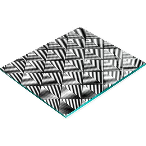 Tablero de vidrio elegante y resistente con estampado de formas geom茅tricas, 60x52 cm.