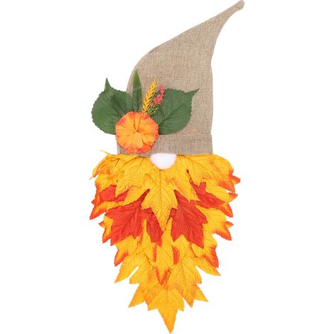 Herbstkranz in Form eines Gnomes, Dekoration aus künstlichen Ahornblättern, Girlande zum Aufhängen an der Haustür, Veranda oder im Garten. (1/5)