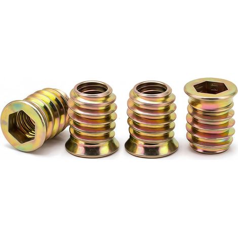 M5 Insert Fileté Bois, 40 Pièces écrous à Visser M5 X 10mm Manchons à Visser Galvanisés écrou Hexagonal Fileté pour Meubles en Bois