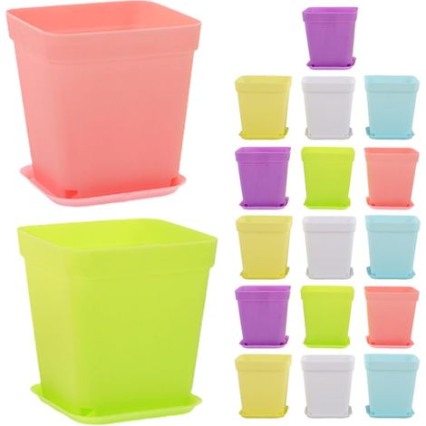 18-piece set of rectangular plastic nursery pots with drainage for gardening and seedlings (1/5)