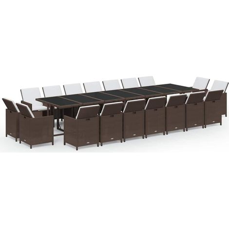 Maison Exclusive - Set da Pranzo per Giardino 19 pz con Cuscini Polyrattan Marrone (1/5)