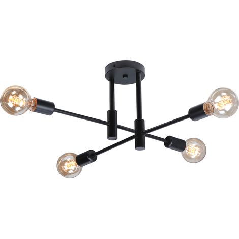 Modern Ceiling Lights 4 Lights Metal Iron Ceiling Light Indoor Chandelier E27 Black, For Bathroom Bedroom Hallway Living Room