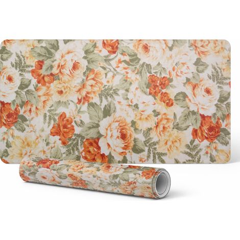 Alfombrilla antideslizante para escritorio con estampado floral vintage, 100x50 cm.