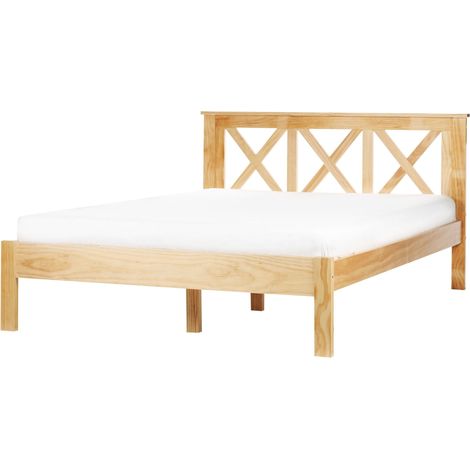 Bett mit Lattenrost Kiefernholz TANNAY 140 x 200 cm Hellbraun